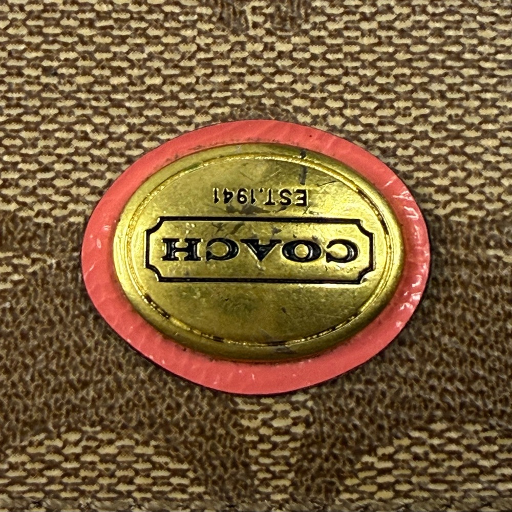 Coach Tan and Brown Signature Wallet w/ Pink Interior & Accents - Picture 4 of 4